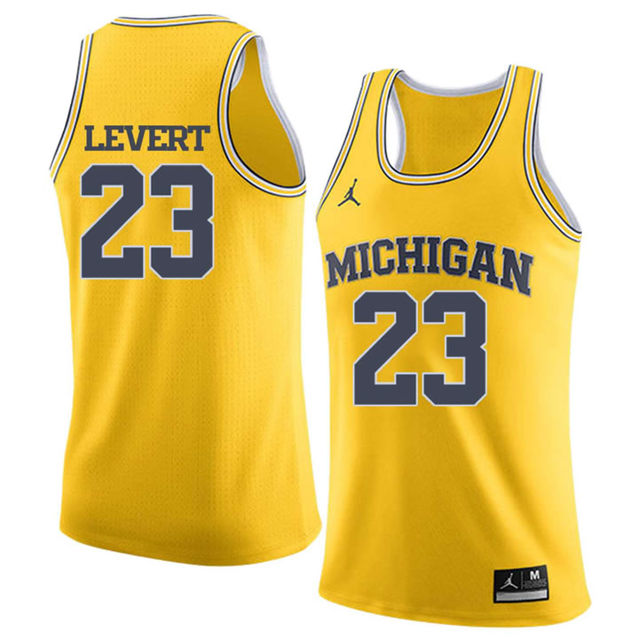 University of Michigan 23 Caris Levert Yellow College Basketball Jersey Dzhi